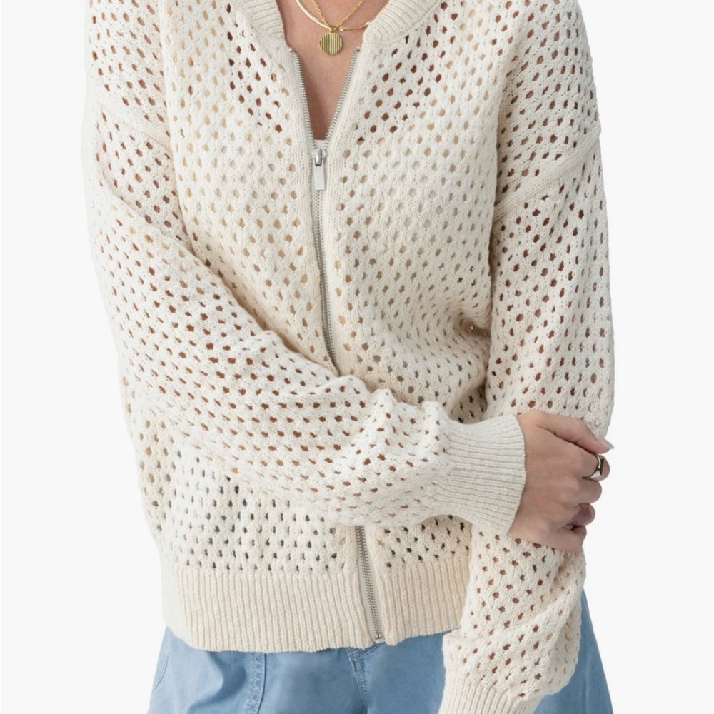 Sanctuary STEPPING OUT BOMBER SWEATER JACKET ECO NATURAL MSRP$79